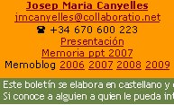 Josep Maria Canyellesjmcanyelles@collaboratio.net( +34 670 600 223    Presentación   Memoria ppt 2007Memoblog 2006 2007 2008 2009 